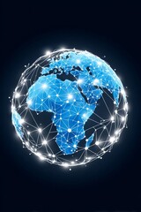 Fototapeta premium Planet Earth Surrounded by a Glowing Global Network, Representing Futuristic Communication Hubs