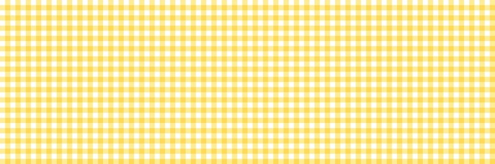 Yellow gingham checkered pattern background. Seamless pastel yellow plaid design. Soft and sweet vintage aesthetic. Yellow white gingham check tablecloth picnic style traditional.  © Enka Enka