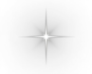 Bright white star flare, clean light effect, crisp sparkle, minimalist glow overlay, isolated PNG, transparent background