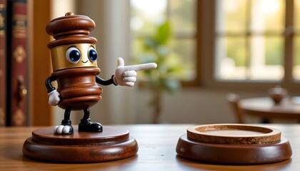 Gavel Cartoon: A charming cartoon gavel stands proudly, its animated features and expressive gesture inviting viewers into a world of justice and fairness. 
