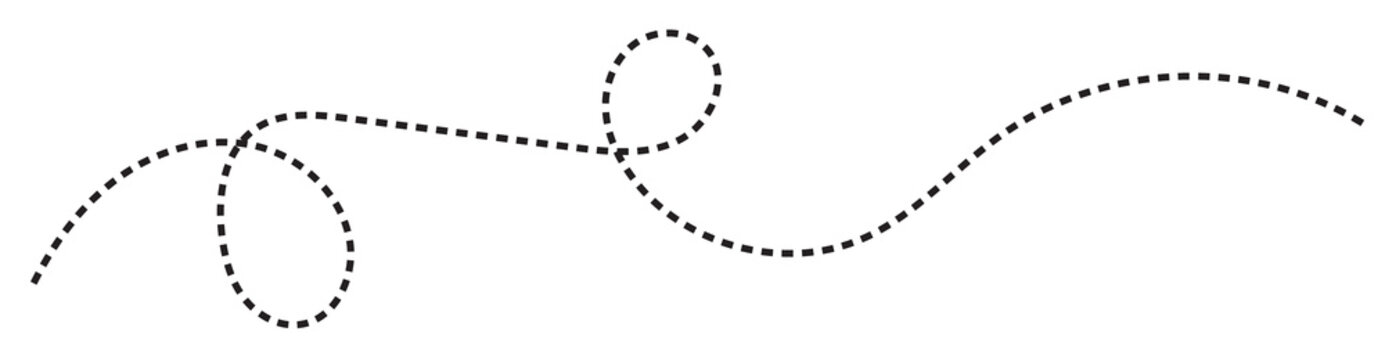 dotted arrow path with curved direction flow on transparent  background PNG