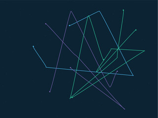 Dynamic Abstract Intersecting Lines Graphic with Purple, Green, Blue on Dark Background