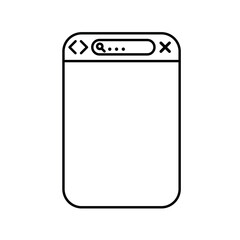 A clean and minimalist line art illustration of a web browser window, perfect for UI design and digital concepts