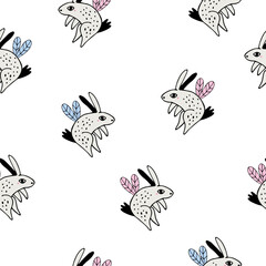 Cute Cartoon Fairy Rabbit Illustration with Wings. deal for Nursery Decor, Fantasy Kids' Prints