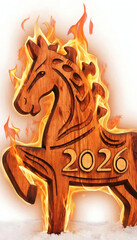 red fire horse 2026- chinese zodiac new year illustration	