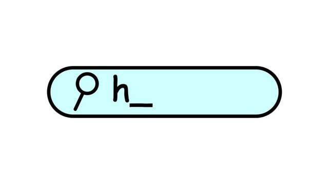 Typing web address in search bar 2D cartoon object animation. Magnifying glass query, internet browsing. Online input field. Website url animated flat colorful item 4K video on white background