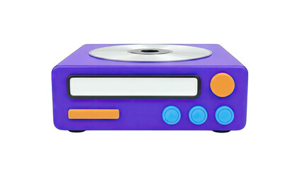 Fototapeta premium 3D Rendered Purple CD Player on White Background