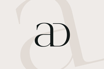 AD or DA letter logo icon design. Classic style luxury initials monogram.