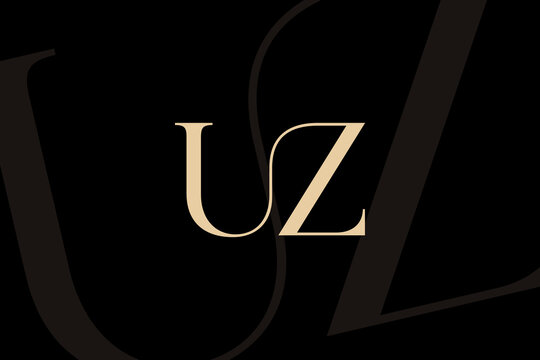 UZ or ZU letter logo icon design. Classic style luxury initials monogram.