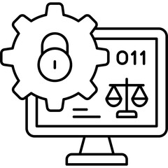 Line Art Cybersecurity Law Icon