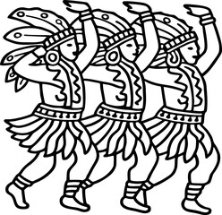 Fototapeta premium Tribal dancers in traditional feathered headdress and costume performing cultural folk dance