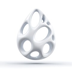 Obraz premium A modern abstract 3d render of a white glossy teardrop shape with porous holes isolated on white background