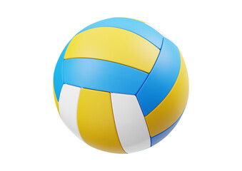 Vibrant volleyball with blue, yellow, and white panels on black