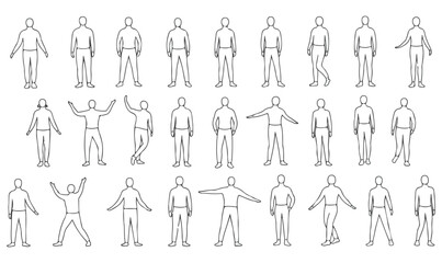 Human Pose Grid &ndash; Minimalist Line Art Silhouettes in Motion