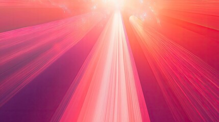 Obraz premium Abstract digital artwork portraying vibrant light beams radiating from a bright source, creating a dynamic gradient of pink, red, and purple hues forming an expressive background