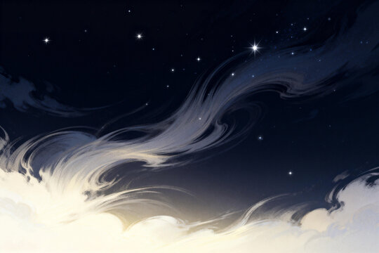 Starry Night Sky with Flowing Clouds - Powered by Adobe