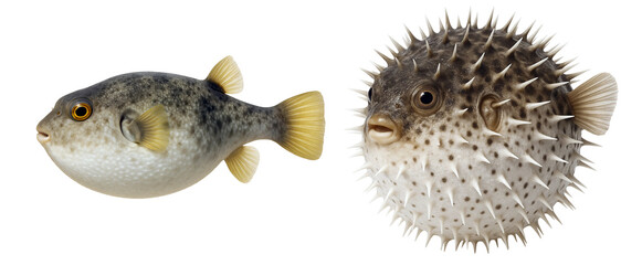 inflated pufferfish with sharp spines