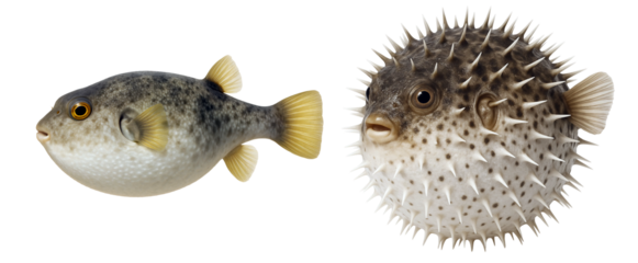 inflated pufferfish with sharp spines