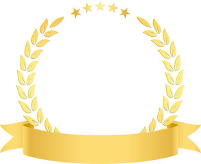 Golden Laurel Wreath with Ribbon Banner
