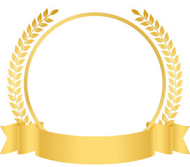 Golden Laurel Wreath with Ribbon Banner