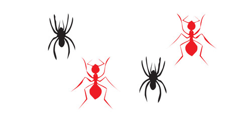 Set of different spiders. Insects in flat style.