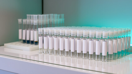 Rows of Test Tubes in Clean Laboratory Research Environment