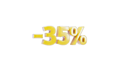 3D Yellow -35% Discount on White Background