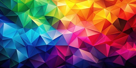 Fototapeta premium Abstract Colorful Triangular Mosaic Pattern Background Vivid Hues and Geometric Shapes Intertwined