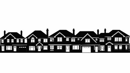 Row of Traditional Houses Silhouette.