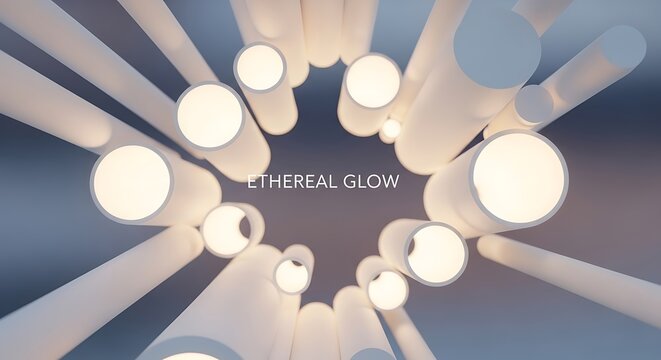 White tubes with glowing ends arranged in a circular pattern - Powered by Adobe