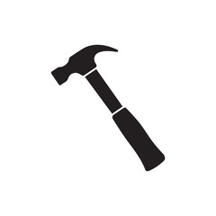 Simple Black and White Illustration of a Hammer solid black silhouette hammer white background hammer tool construction repair carpenter woodworking DIY icon silhouette