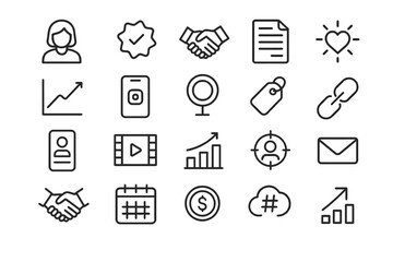 Fototapeta premium Collection of business and communication icons in line art style