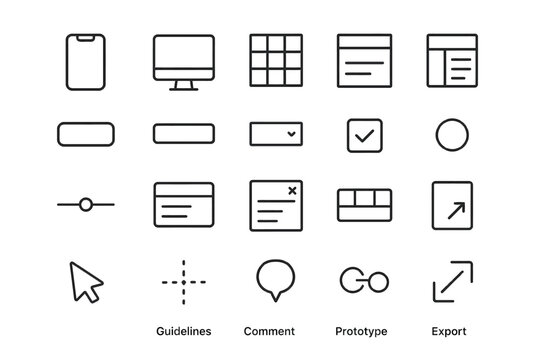 Minimalist user interface icon set for digital design and development