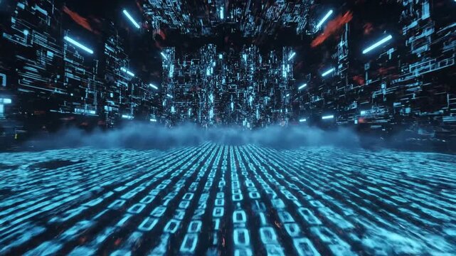 Dynamic Digital Fireworks and Futuristic Light Show Celebrating Technology and Innovation