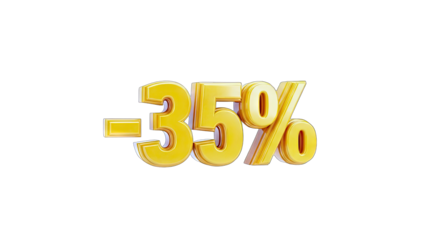 35% Off Sale - Golden Discount on White Background