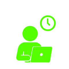 タイムマネジメントを表すシンプルなビジネスアイコン(緑)