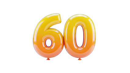 60 Balloon Number Isolated on White Background