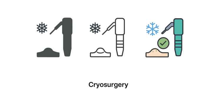 cryosurgery small benign lesion icon with snowflake and check mark