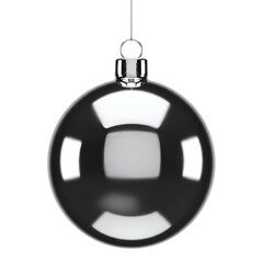Obraz premium Glossy Black Christmas Ball Ornament Isolated on White