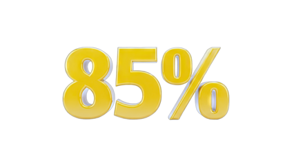 85 Percent Discount or Sale on White Background