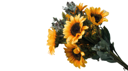 Bright Sunflower Bouquet Isolated on White Background