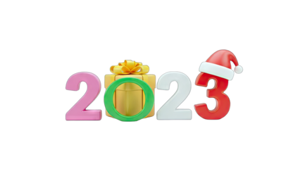 2023 New Year with Gift and Santa Hat Celebration
