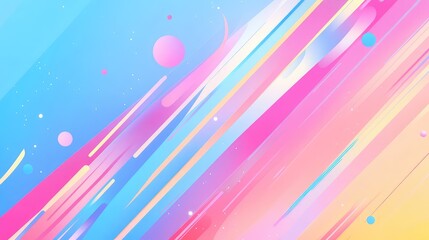 Abstract pastel gradient background showing colorful diagonal stripes, rounded shapes, and small particles, representing modern technology and dynamic flow