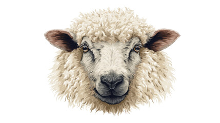 Sheep Head Portrait Isolated on White Background