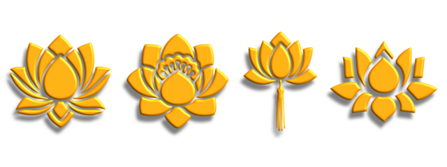 Golden Lotus Flower Chinese Decoration Elements