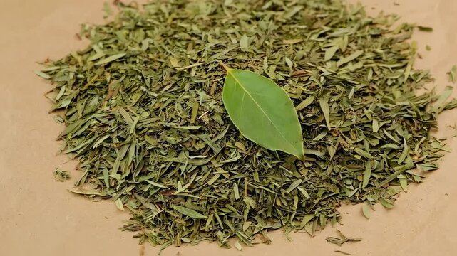 Single Bay Leaf on Dried Pile