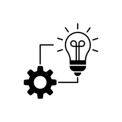 Cogwheel with lightbulb black icon. Innovation concept