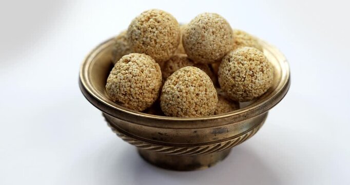 Amaranth Laddu or Rajgira Laddoo Made from Royal Grain Cholai, Traditional Indian Spherical Sweet Balls