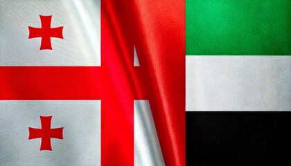 アラブ首長国連邦の国旗とジョージアの国旗(United Arab Emirates flag & Georgia flag.)
