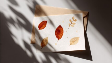 Autumn Leaves Greeting Card with Envelope in Natural Sunlight